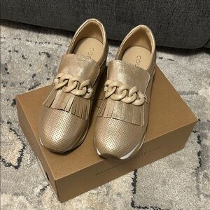Coconuts by Matisse Metallic Gold Fringe Chain Slip-On Loafers